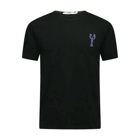 Black T-Shirt with Blue Lobster on Chest