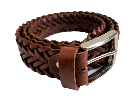 Woven leather belt light Brown