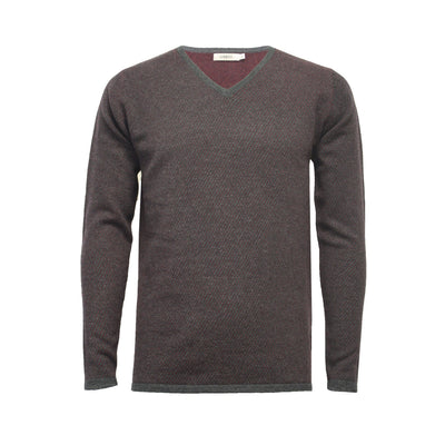 uitblinken Hen Kwijtschelding Cashmere V Neck Sweater in Diagonal Stitch - Hommard