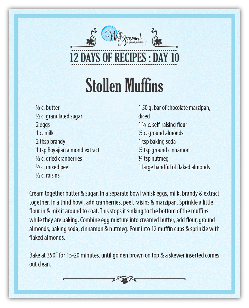 Stollen Muffins ft. Chocolate Covered Marzipan | Day 10 | 12 days of Recipes 2016 | Well Seasoned, a gourmet food store in Langley serving the Lower Mainland, Fraser Valley and Metro Vancouver.