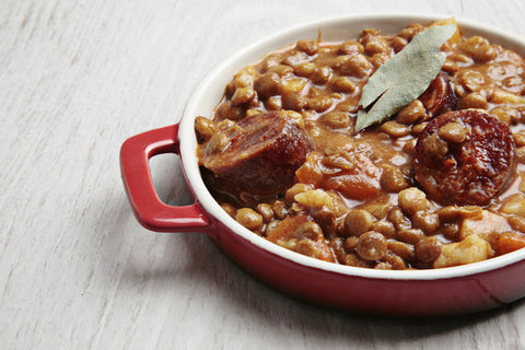 Braised Lentils with Smoked Sausage