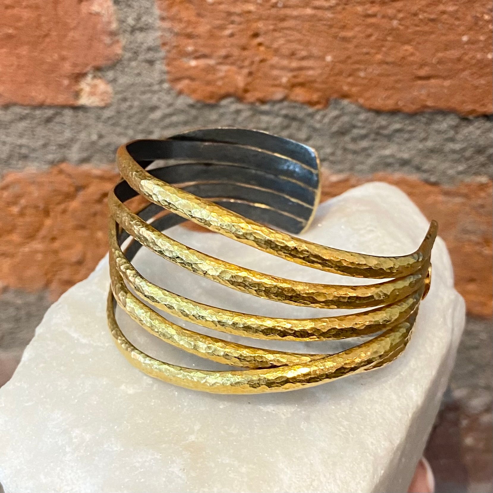 Ara 24kt Gold and Oxidized Silver Cuff