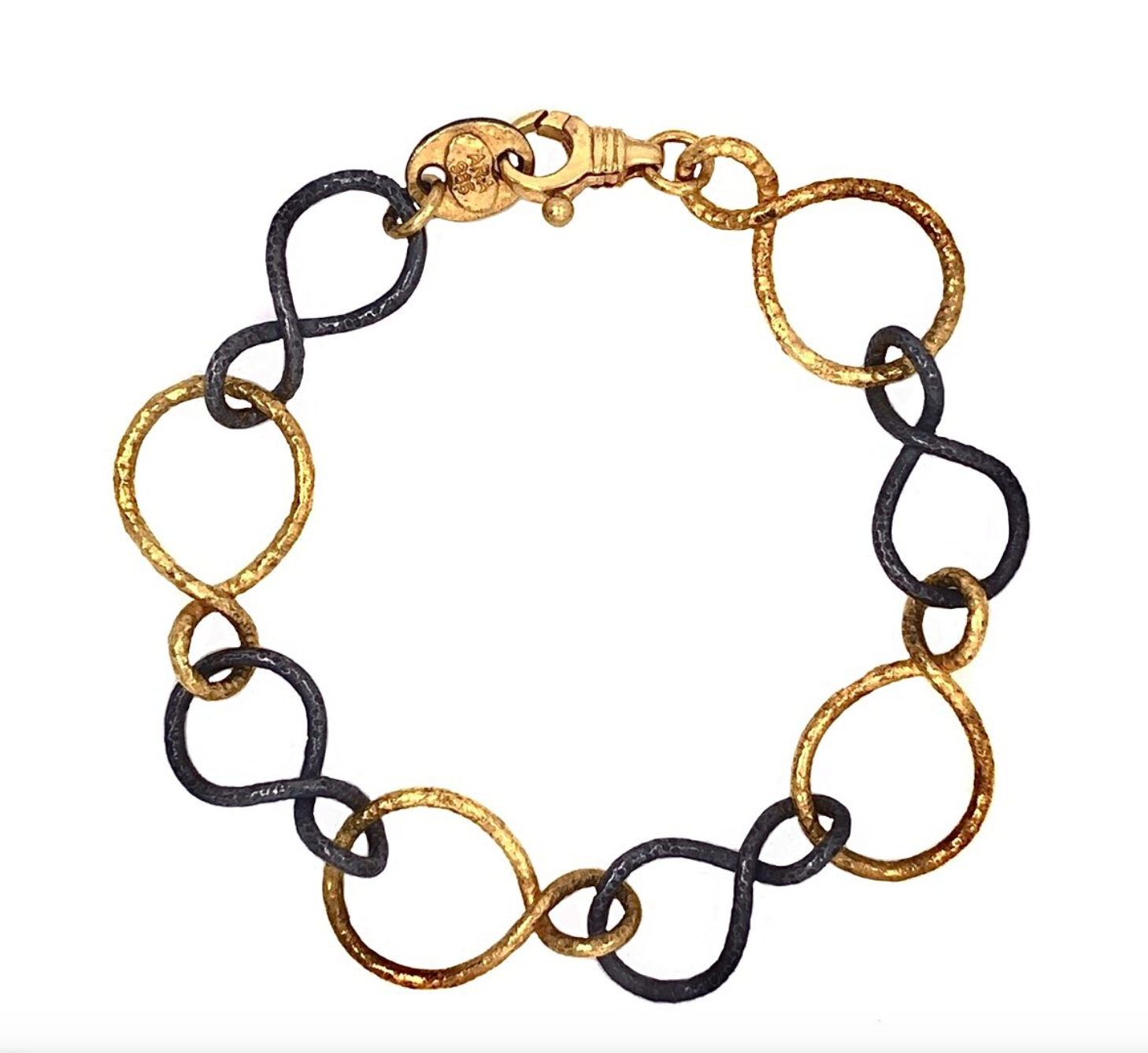 Ara 24kt Gold and Oxidized Silver Circle Link Bracelet
