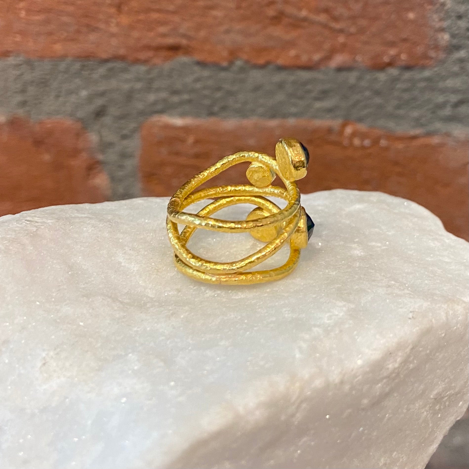 Ara Black Diamond and 24kt Gold Swirl Ring