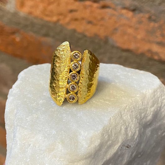 Syndicate sfære Midler Ara 5 Diamond and 24kt Gold Assymetrical Ring – Elliott Yeary Gallery Fine  Art & Jewelry