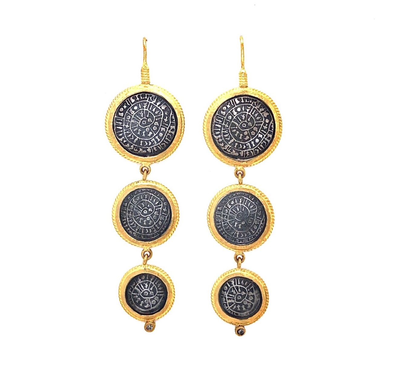 Ara Graduated Minoan Disc and 24kt Gold Earrings