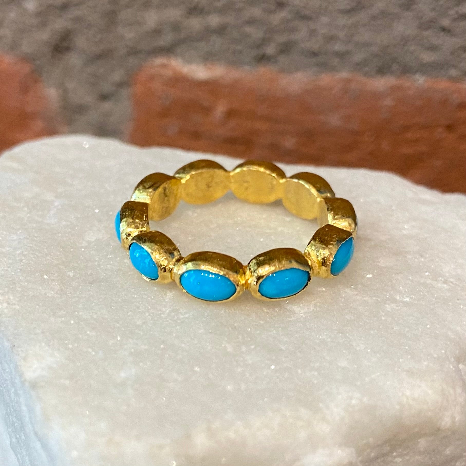 Ara Turquoise and 24kt Gold Eternity Band