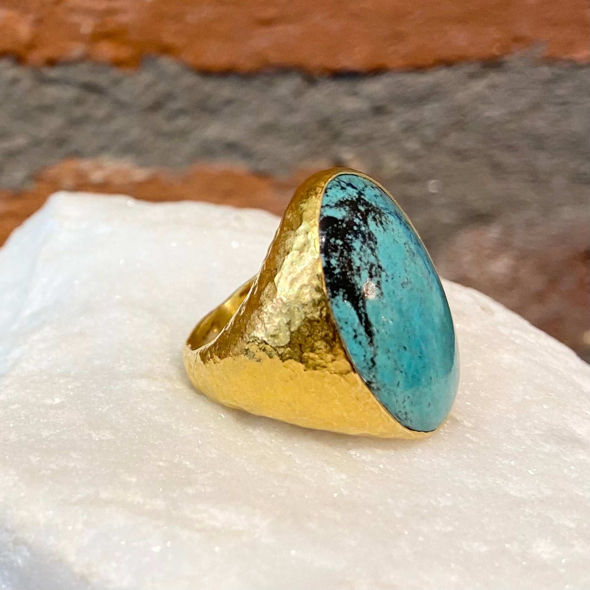 Ara Oval Turquoise and 24kt Gold Ring