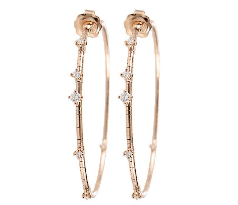 Mattia Cielo Medium Rugiada Rose Gold & Diamond Hoop Earrings – Elliott ...