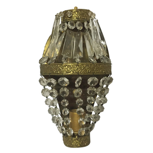 Crystal and Painted Gold Leaf Candle Sconces - 2 arm - a pair – Antique  Warehouse