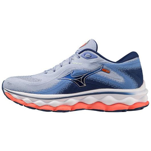 Mizuno Women's Wave Sky 7 Running Shoe, Blue Heron-Silver