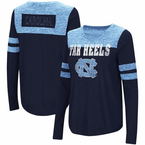 North Carolina Tar Heels Colosseum Women's My Way Striped Long Sleeve T-Shirt - Navy/Carolina Blue