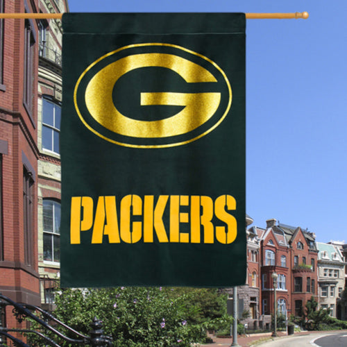 Green Bay Packers 29" x 43" Glitter Suede House Two-Sided Vertical Flag
