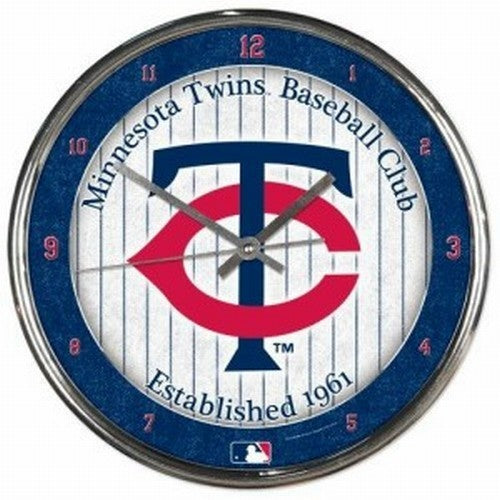 Minnesota Twins Round Chrome Wall Clock