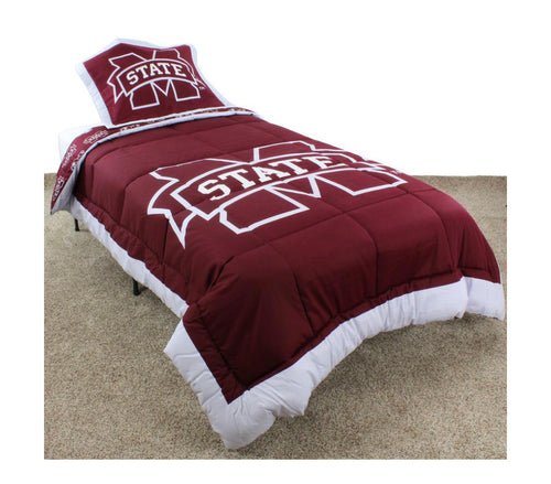 Mississippi State Bulldogs Reversible Cotton King Size Comforter Set Free Shipping