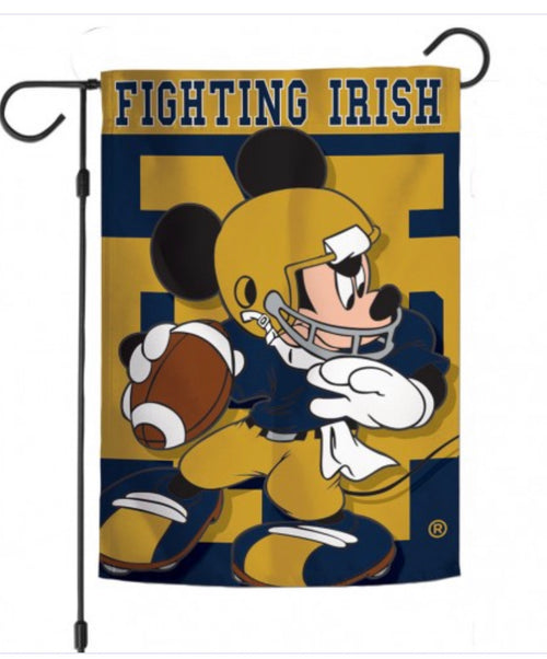 Notre Dame / Disney Mickey Mouse Garden Flag 12" X 18"