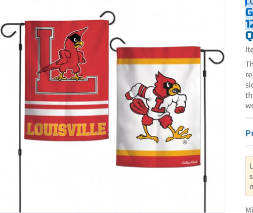 Louisville Cardinals 2 Sided Garden Flag 12.5" X 18"
