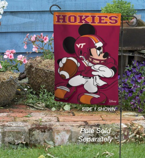 Virginia Tech Mickey Mouse 2 Sided Garden Flag 12.5" X 18"
