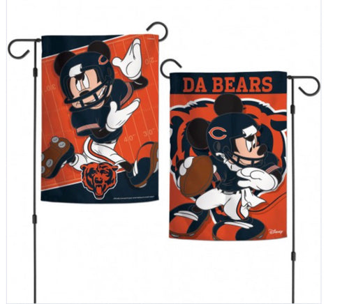 Chicago Bears Mickey Mouse 2 Sided Garden Flag 12.5" X 18"