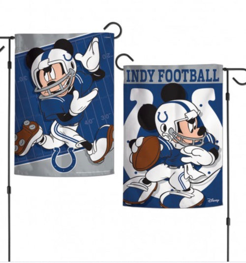 Indianapolis Colts Mickey Mouse 2 Sided Garden Flag 12.5" X 18"