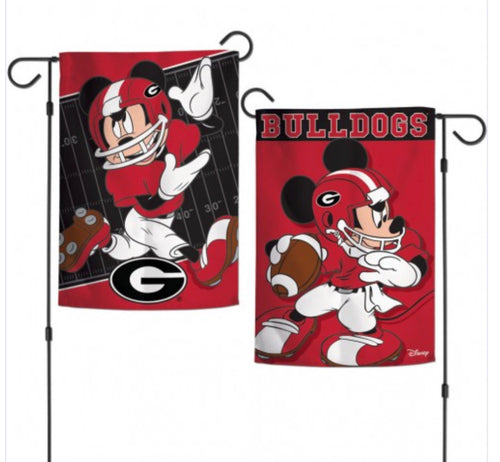 Georgia Bulldogs Mickey Mouse 2 Sided Garden Flag 12.5" X 18"