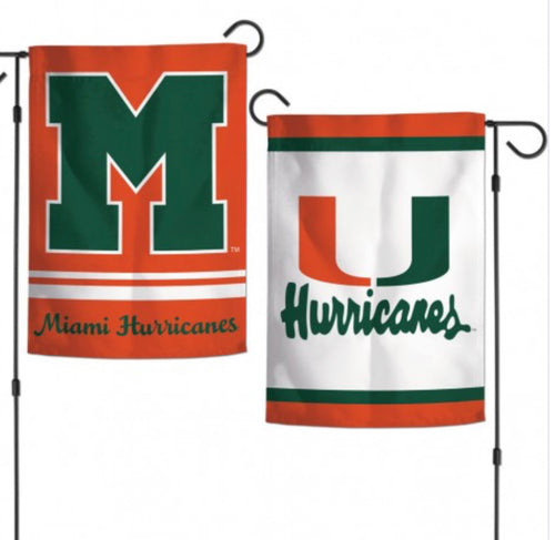 Miami Hurricanes 2 SIded Garden Flag 12.5" X 18"