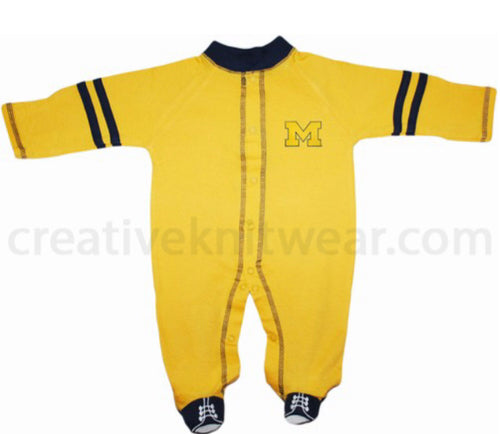 Michigan Wolverines Sports Shoe Footed Romper