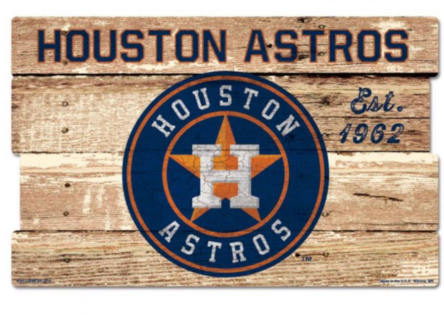 Houston Astros Wood Sign 19” x 30” 3/8” Thick