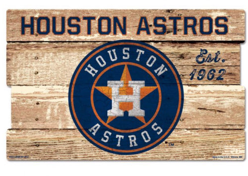 Houston Astros Wood Sign 19” x 30”   3/8” Thick