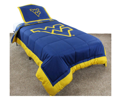 NCAA West Virginia Mountaineers Reversible Comforter Set King Size Free Shipping