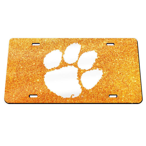 Clemson Tigers Glitter Background Specialty Acrylic License Plate