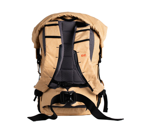 Back of sand tahquitz pack. Hip straps are deployed and buckled