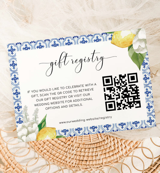 Ellesmere White  Printable QR Code Gift Registry Card Template – Black Bow  Studio