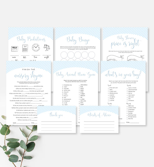 Nantucket Palm  Printable Bridal Shower Games Bundle – Black Bow