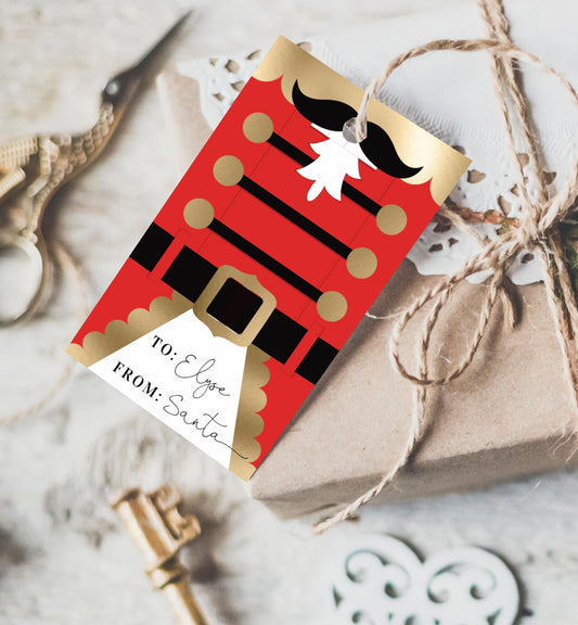 Stripe Red  Printable Secret Santa Gift Tag Template – Black Bow Studio