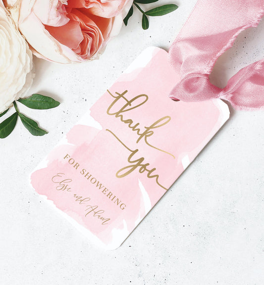Wave Hot Pink Gold  Printable Thank You Favour Tag Template – Black Bow  Studio