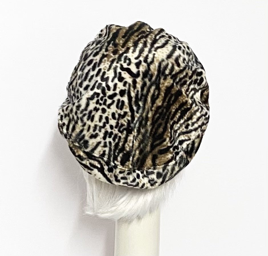 Leopard Faux Fur Oversized Beret Hat / Bella Starr Hats