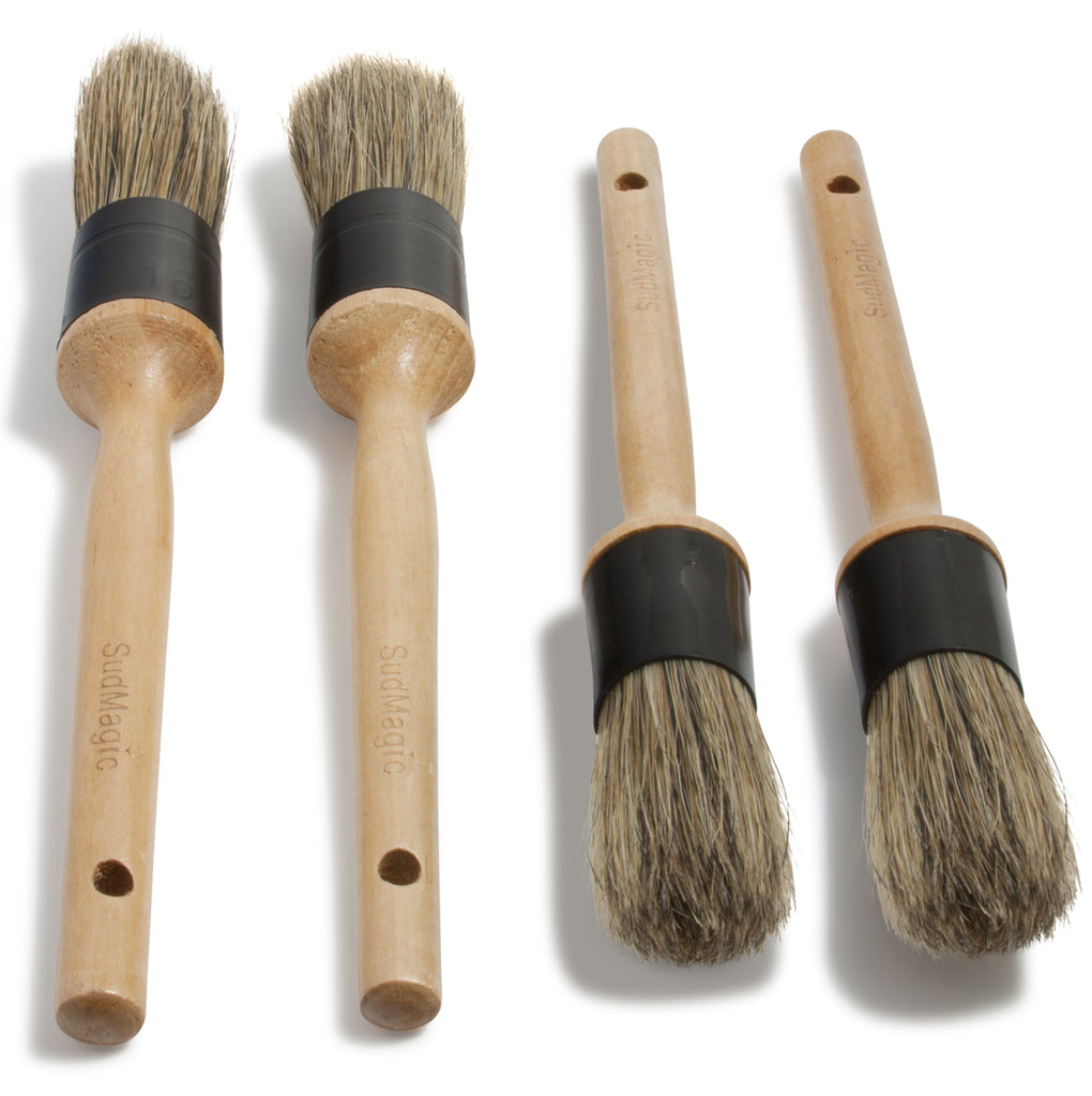 Boar Hair Car Detailing Brushes Detail Brush 4 Piece Set SudMagic