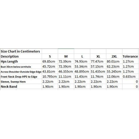 size chart