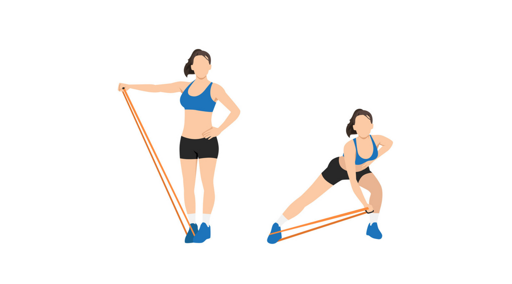 How to do side lunge with side raise using a resistance band.