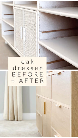 Oak dresser before and after