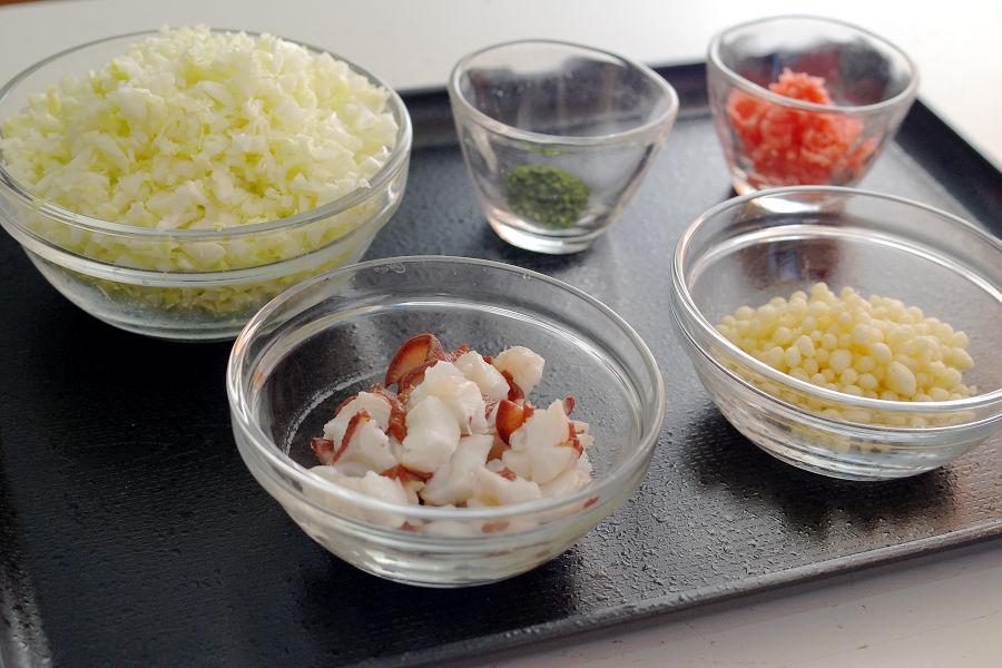 Ingredients needed to make takoyaki