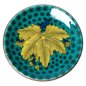 Seikou Kutani Porcelain Himezara Tiny Plate Aote-Jumokuhamon