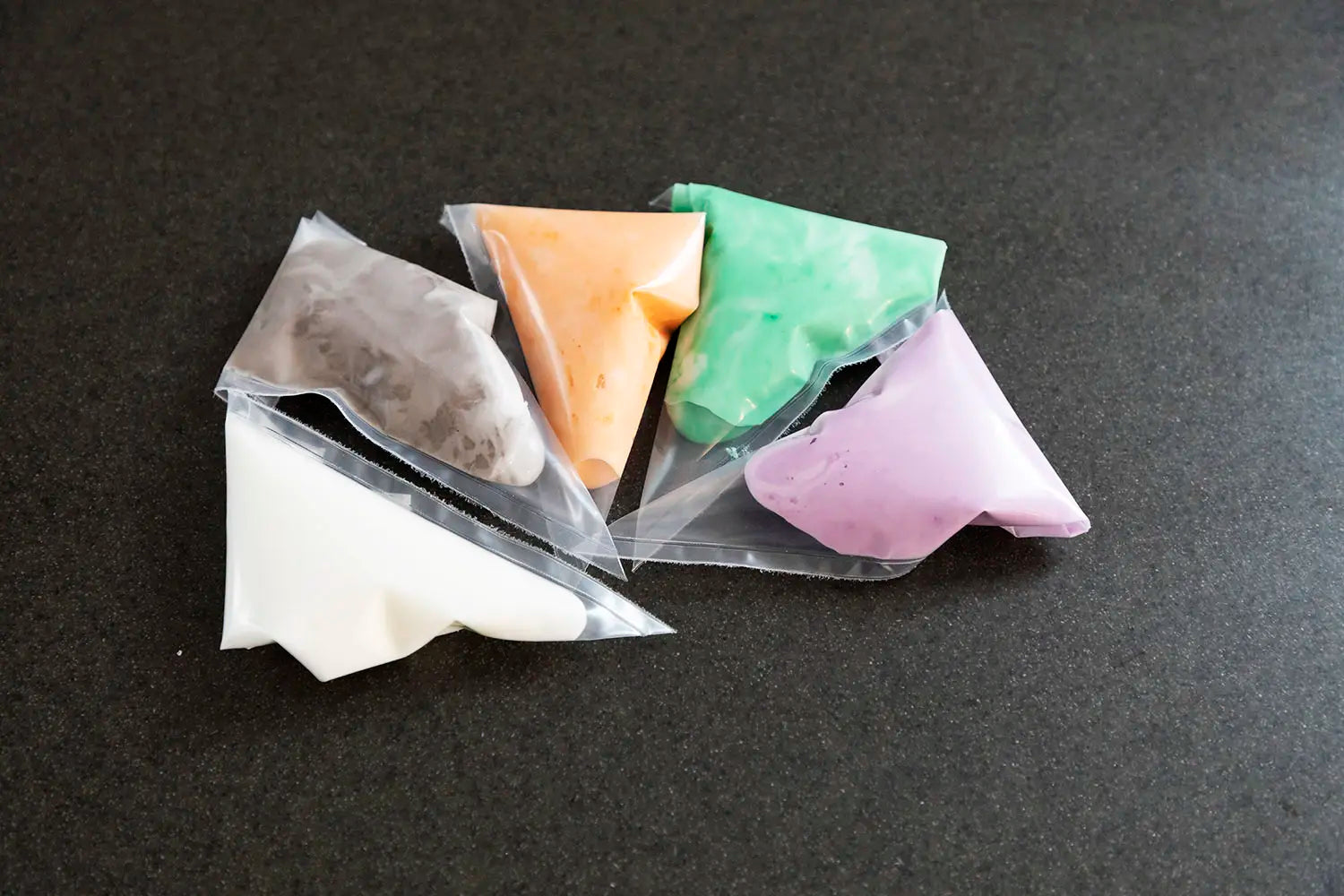 Piping bags with icing