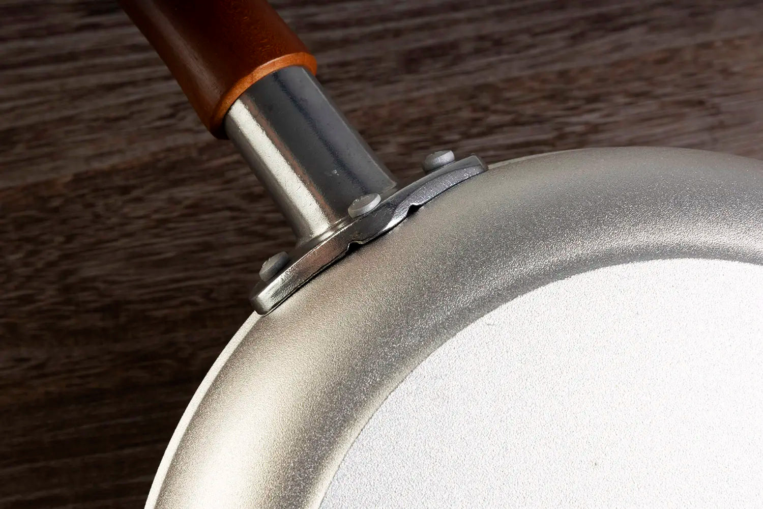 Closeup of the pan and handle