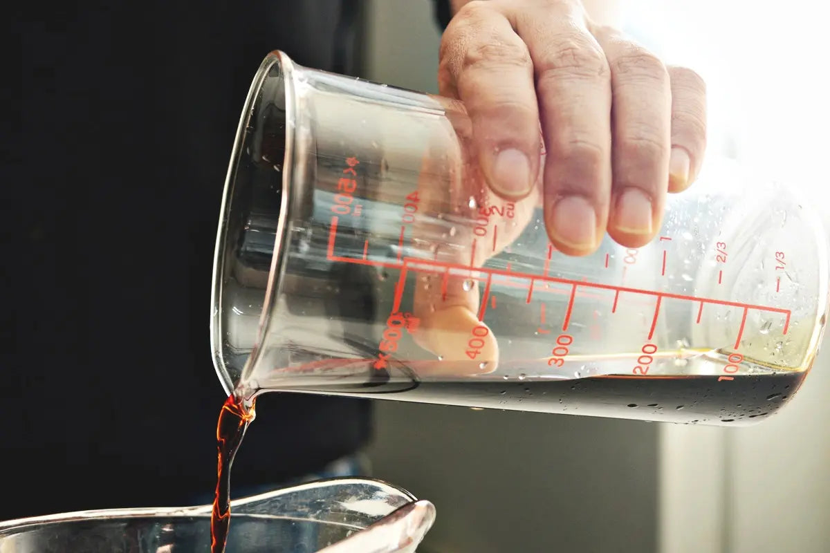 If you are measuring with measuring cups, pour the ingredients in the cup and check if they are level with the graduation on the cup from the side. Make sure to keep your face to the eye level with the cup for an accurate measurement.