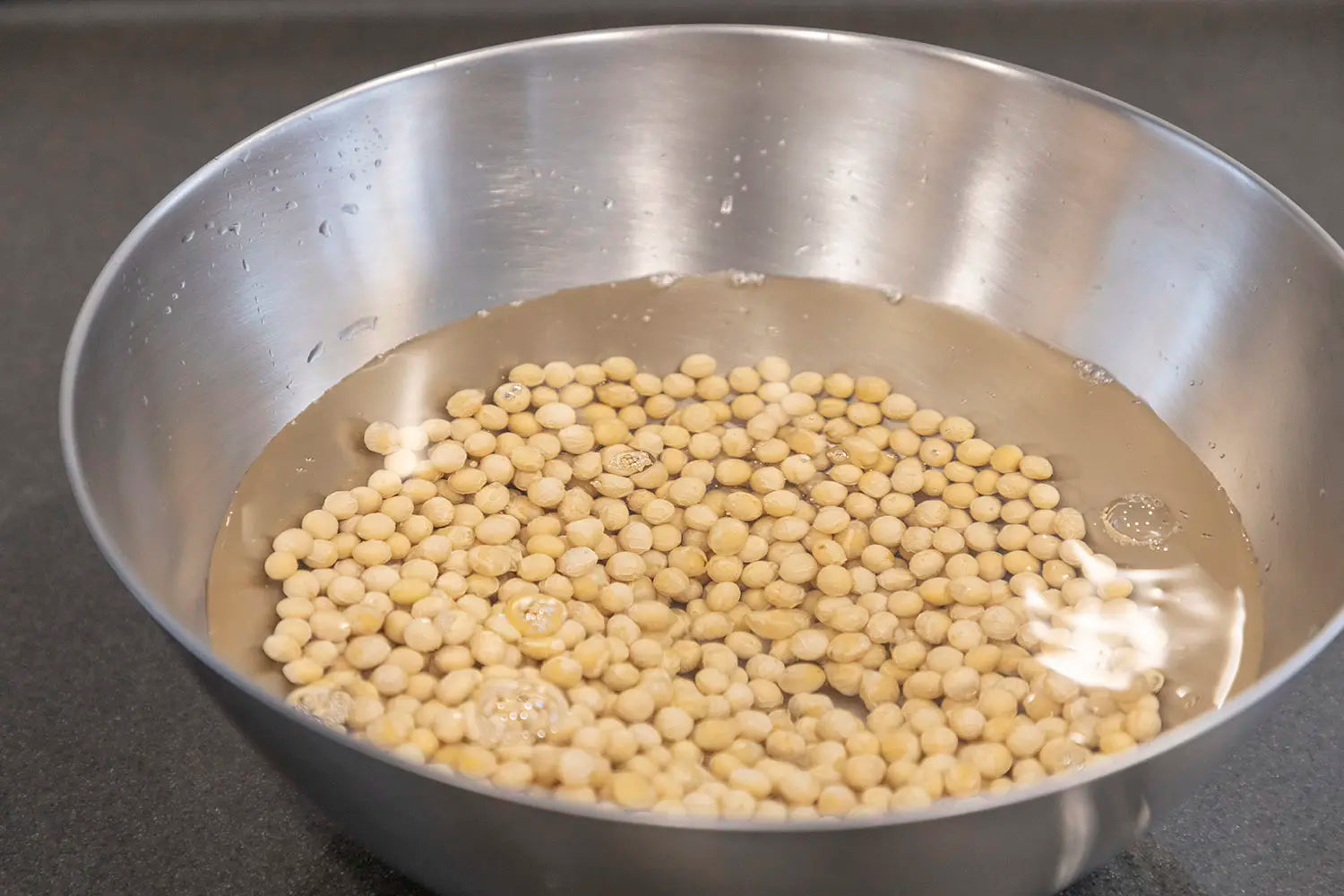 Soaking soybeans in water