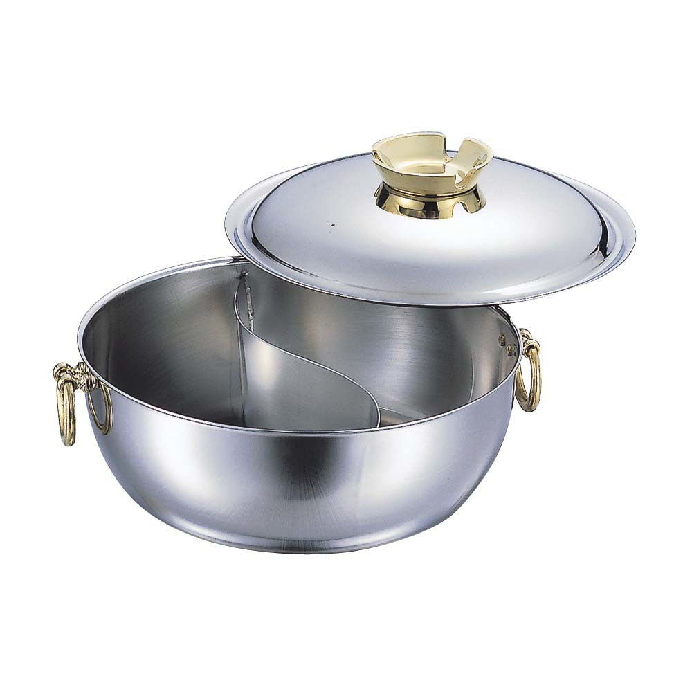 Double-Flavor Shabu Pot, 30cm Stainless Steel Shabu Hot Pot with Divider,  Divider Hotpot Pot