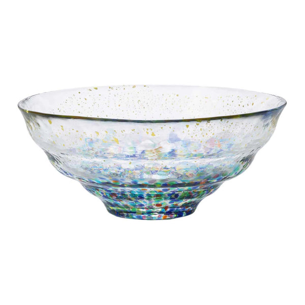 ADERIA Tsugaru Vidro Soda-Lime Glass Gold Leaf Paint Bowl Blue