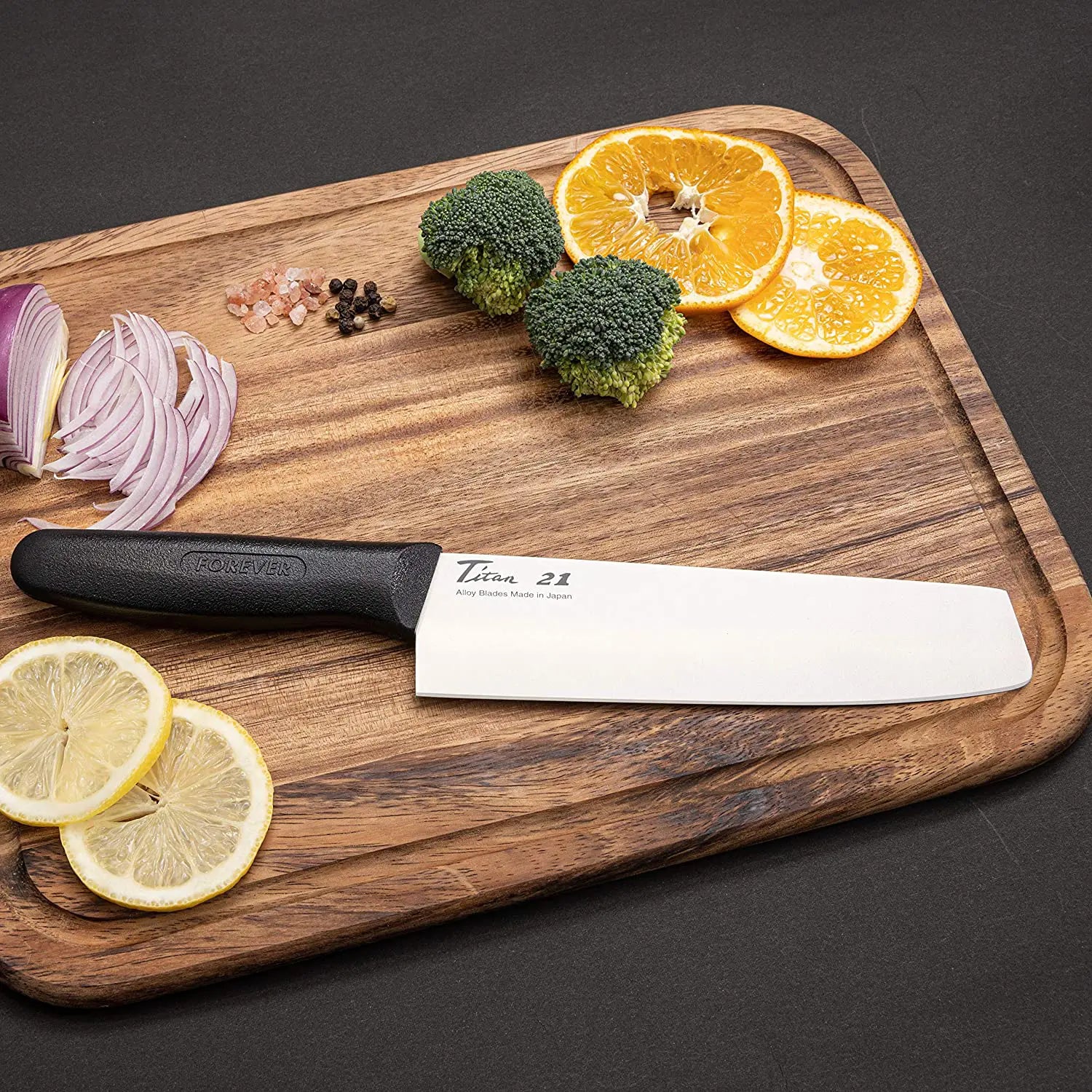 Forever Cera SC14YW Yellow Japanese Fine Ceramic General Purpose Kitchen Knife 14cm & Sharpener Set, for Fine Cutting & Slicing